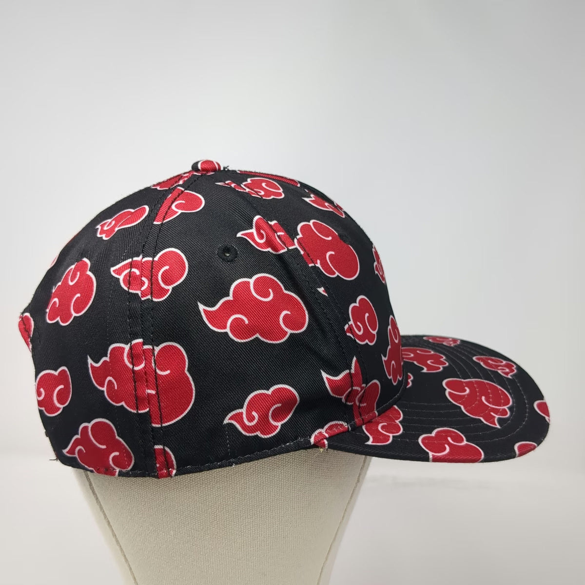 Naruto Shippuden Snapback Hat Black Red White One Size Akatsuki Cloud Print