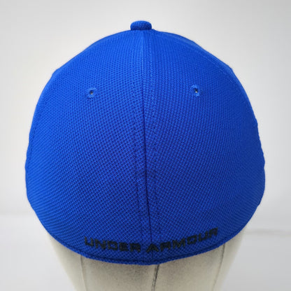 Under Armour Baseball Cap Blue M Fitted Logo Stretch Fit Blitzing Athletic Hat