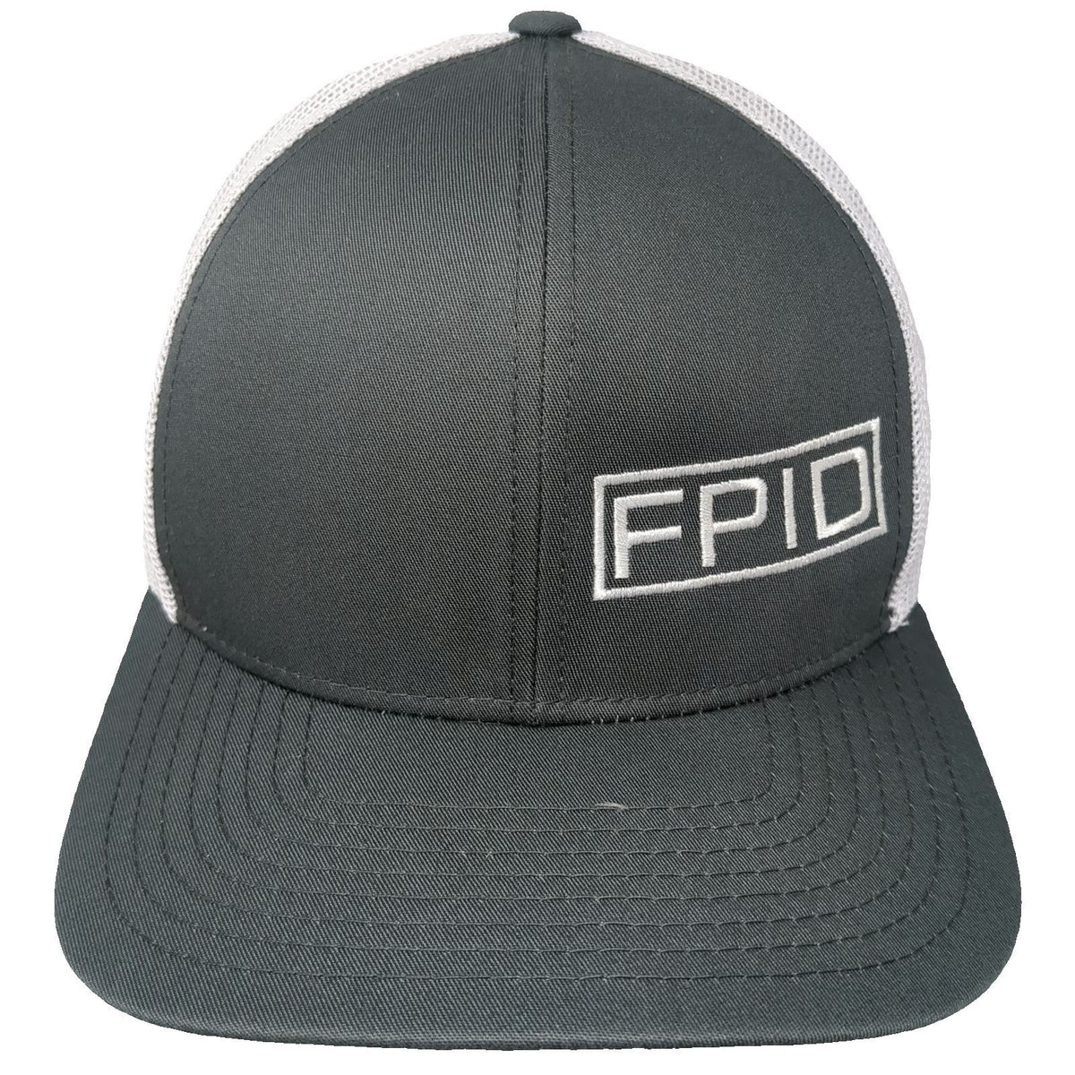 Pacific Headwear Trucker Hat Gray White One Size FPID Mesh Back Snapback 104C