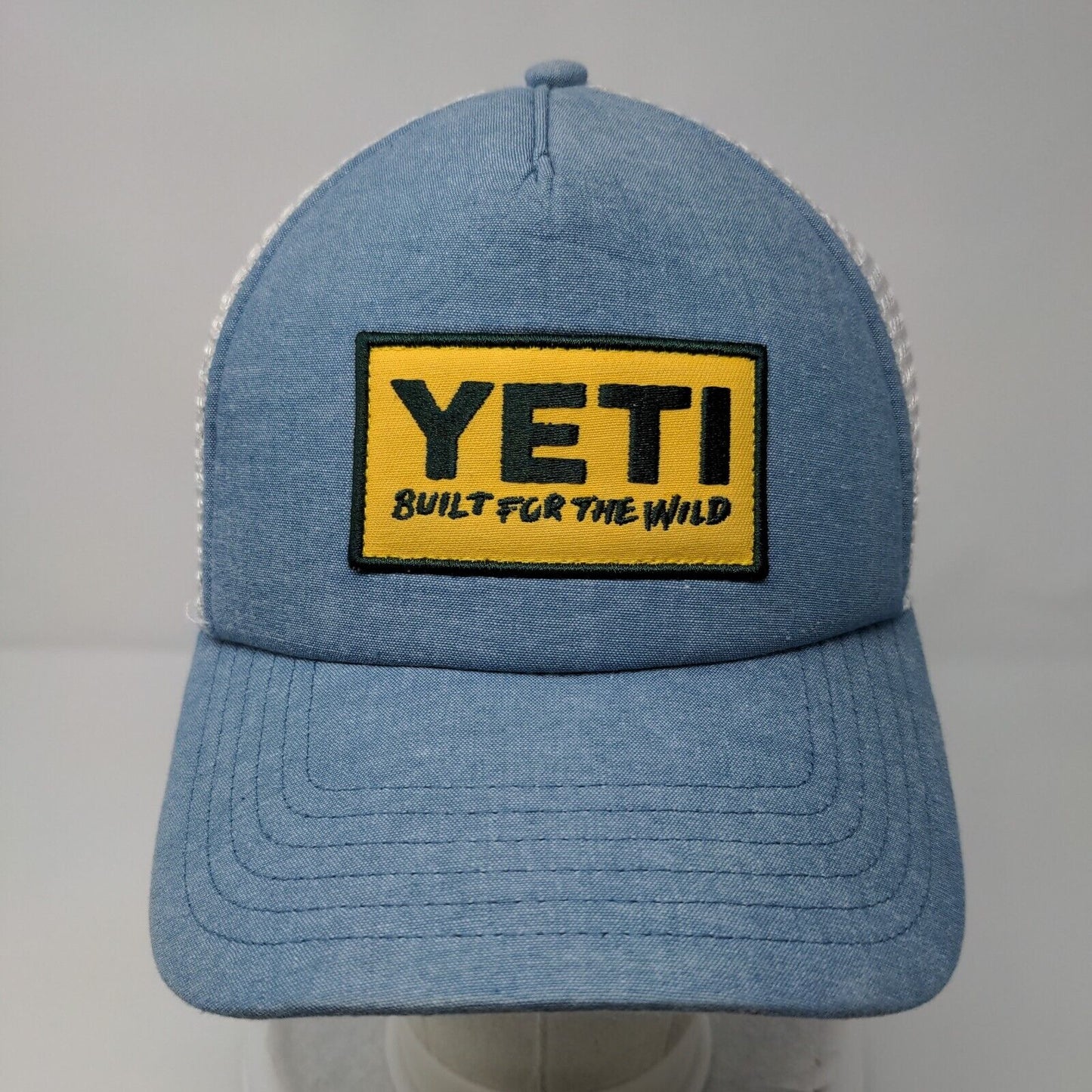 YETI Built For The Wild Snapback Trucker Hat Blue OSFA Adjustable Mesh Back