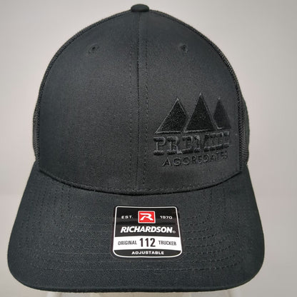 Richardson Trucker Hat Black One Size Premier Aggregates Mountain Snapback Mesh