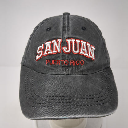 San Juan Puerto Rico Strapback Hat Gray One Size Adjustable Embroidered