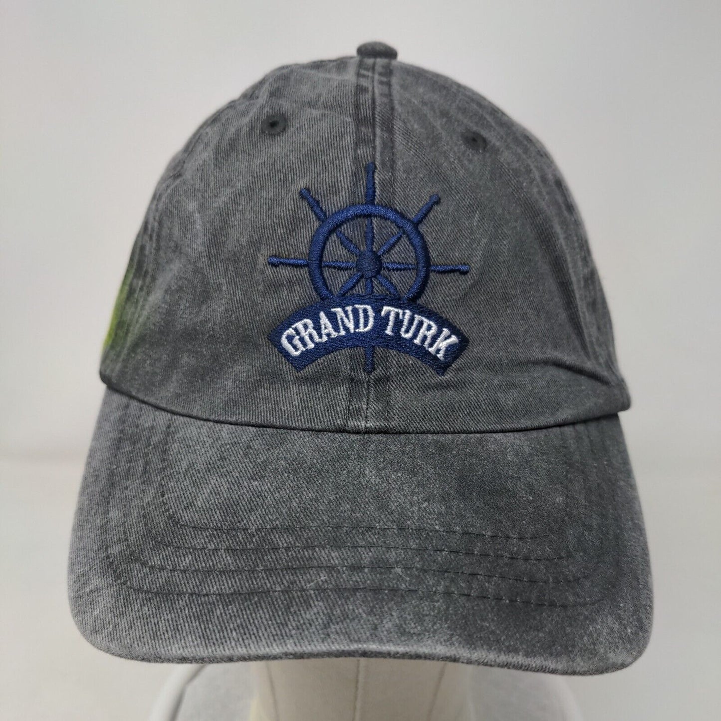 Grand Turk Strapback Hat Gray One Size Adjustable Embroidered Caribbean Side