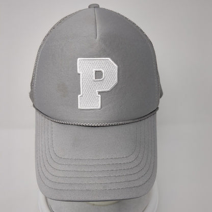 Letter P Snapback Trucker Hat Gray OS Adjustable Embroidered Mesh Back Rope Otto