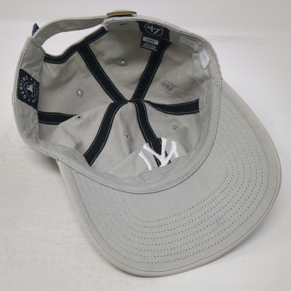 '47 New York Yankees MLB Baseball Cap Gray One Size Cotton Slideback Logo Hat