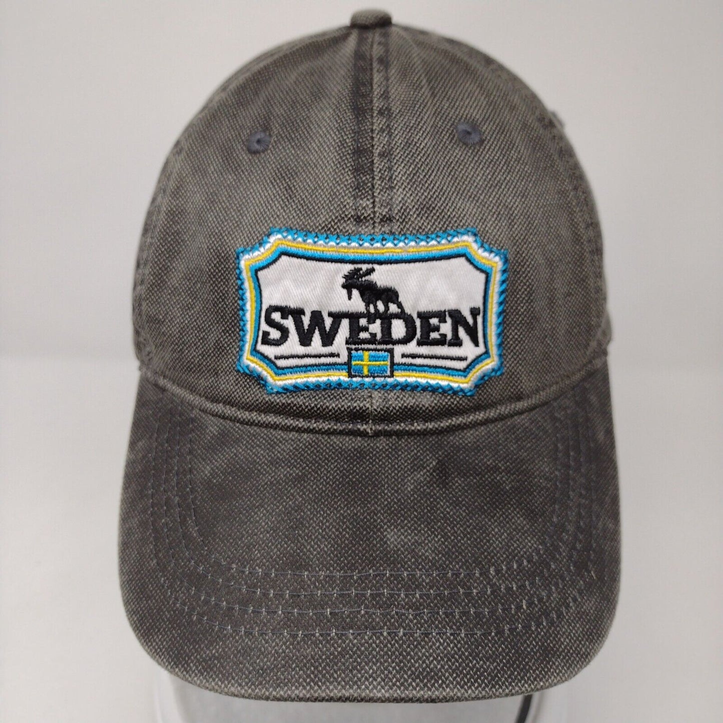 Sweden Strapback Hat Gray OSFA Adjustable Embroidered 6 Panel Polyester