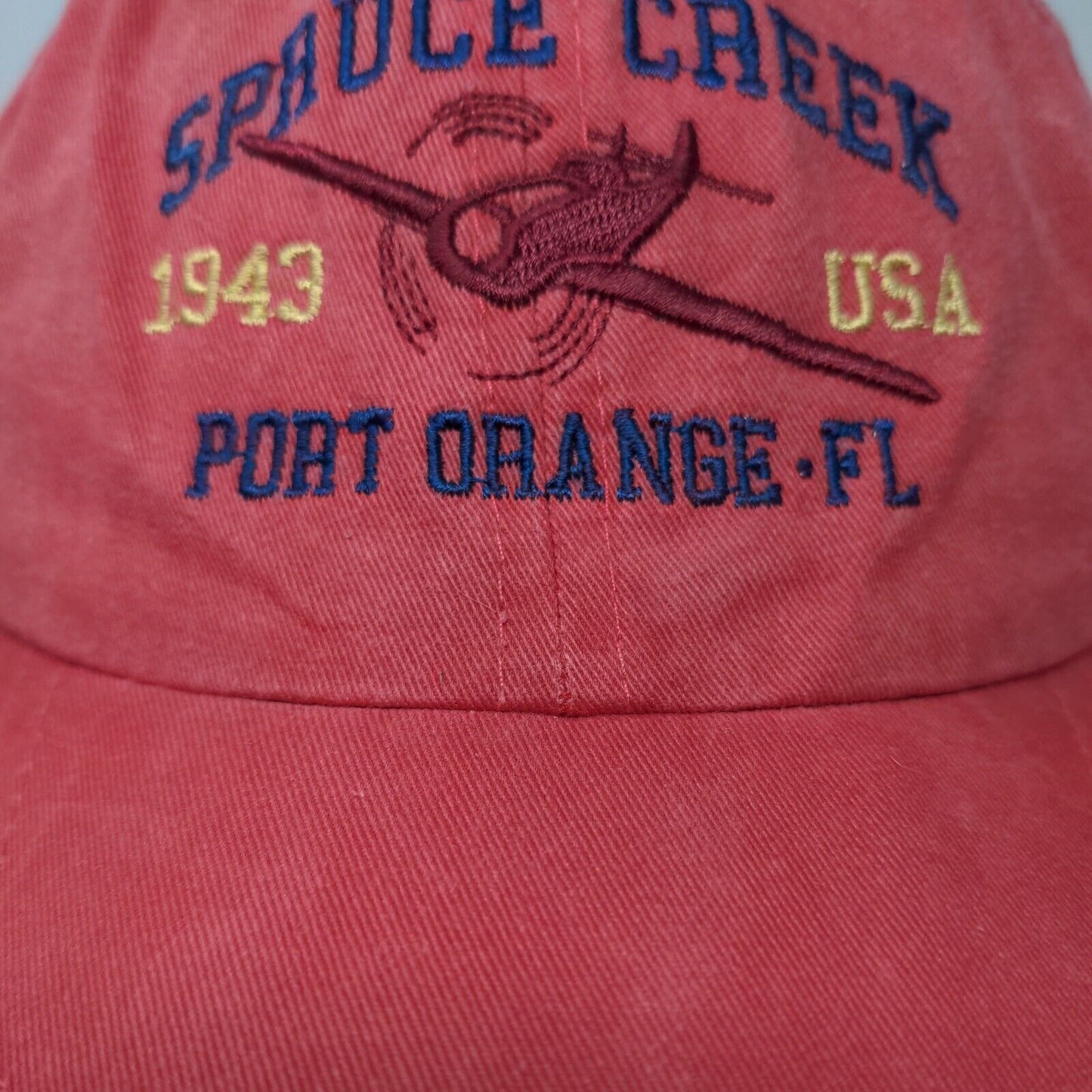 Spruce Creek Port Orange FL Strapback Hat Red One Size Embroidered