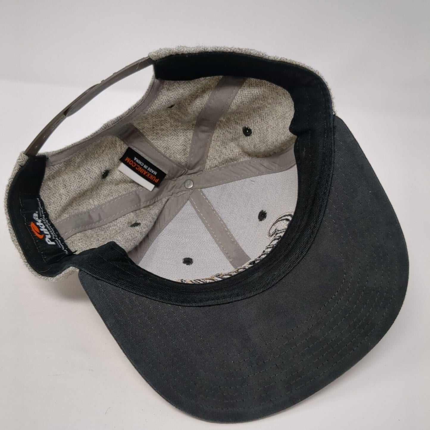 Gameday Patch Snapback Hat Gray One Size Adjustable Herringbone Pukka