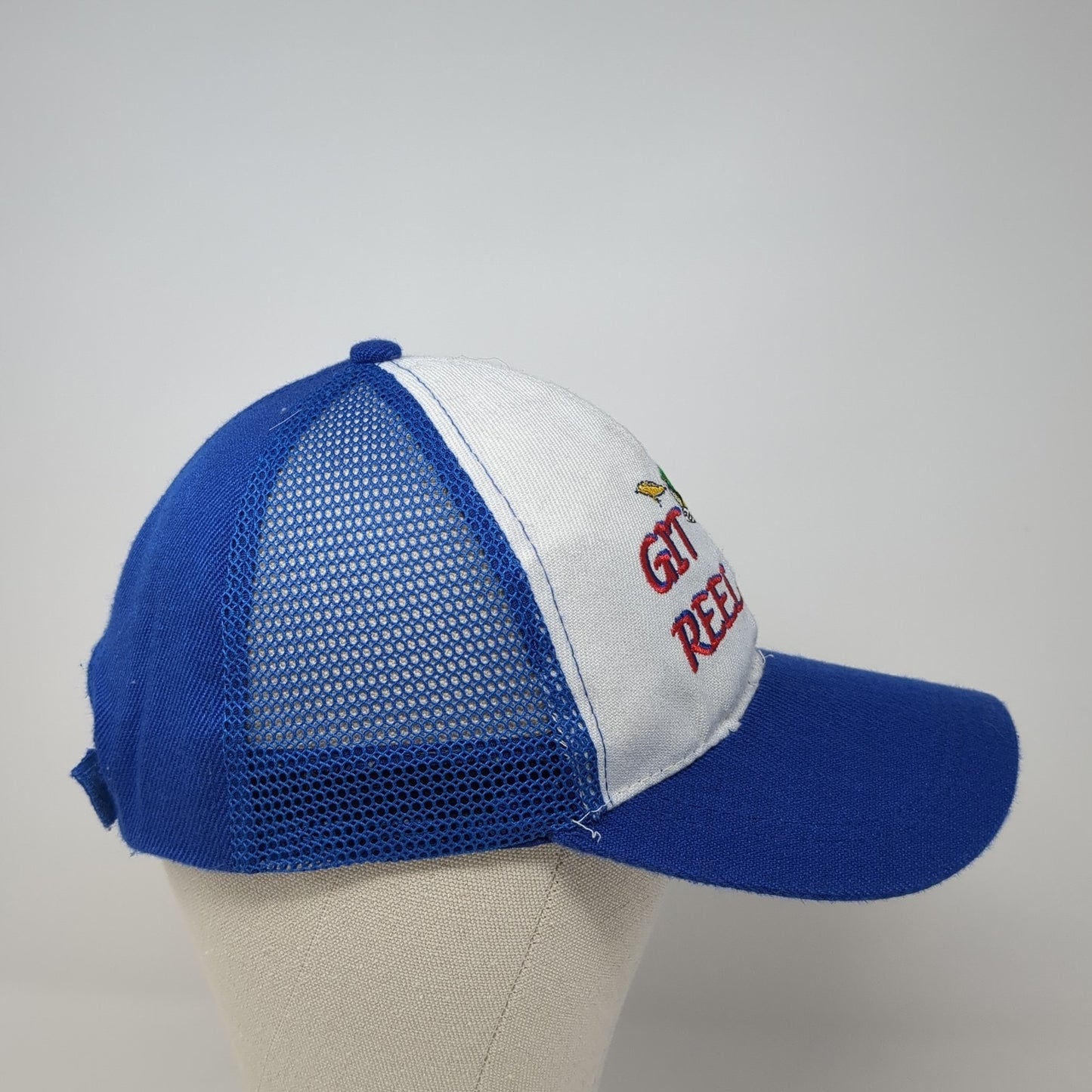 Git Reel Fish Strapback Hat Blue One Size Adjustable Colorblock Outdoor