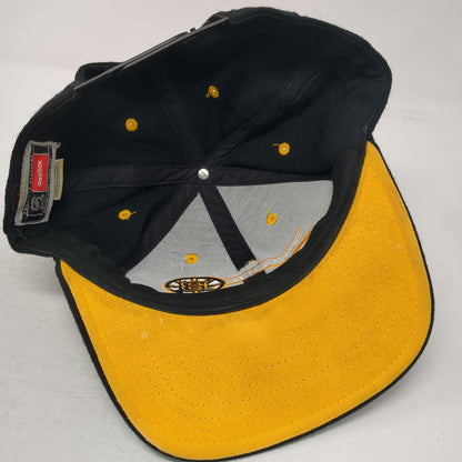 Reebok Boston Bruins NHL Snapback Hat Black Yellow White One Size Flat Brim Logo