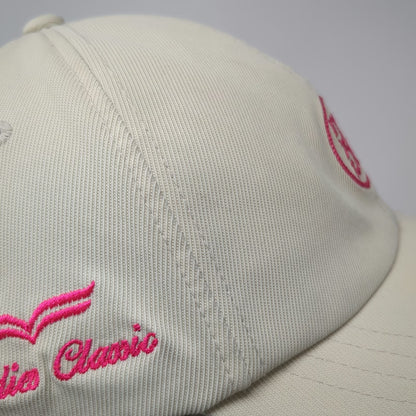 G/FORE Snapback Hat Beige One Size Pink Logo Nylon Golf Sport Cap Adjustable