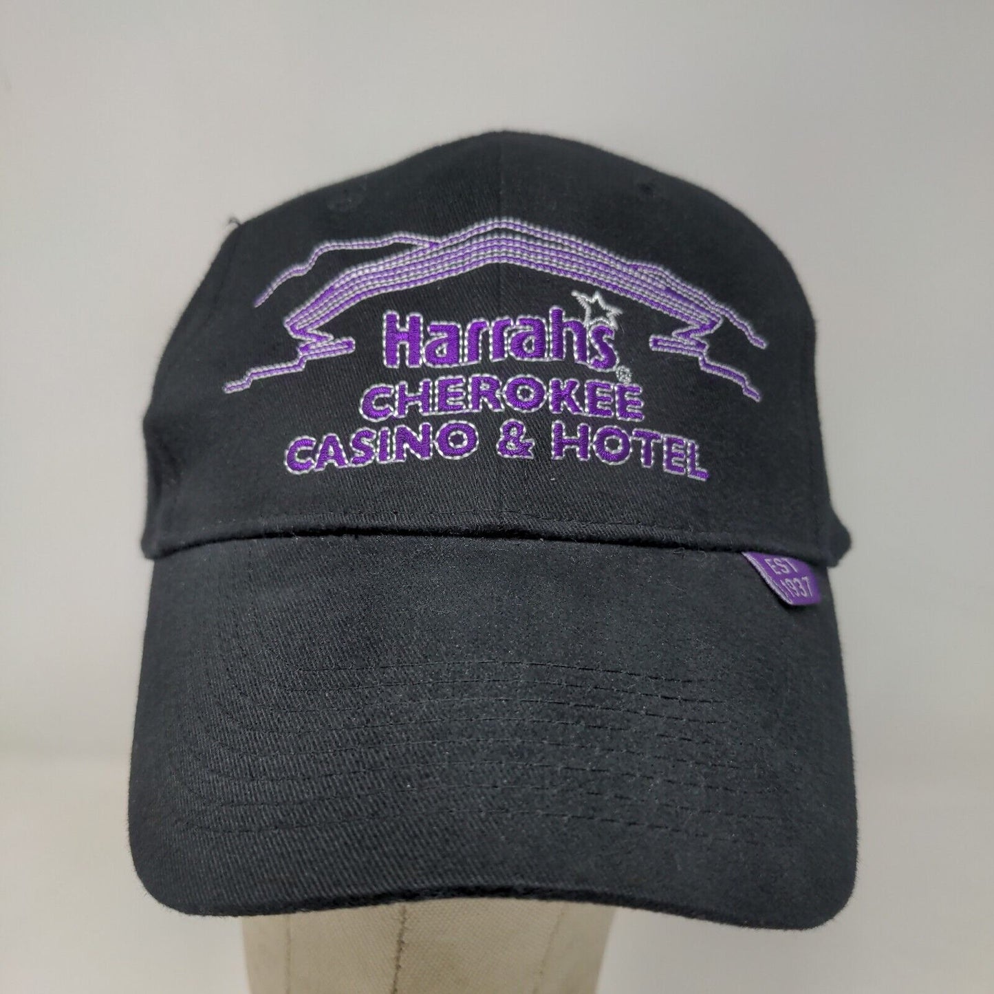 Harrah's Cherokee Casino & Hotel Men's Strapback Hat Black Purple Embroidered