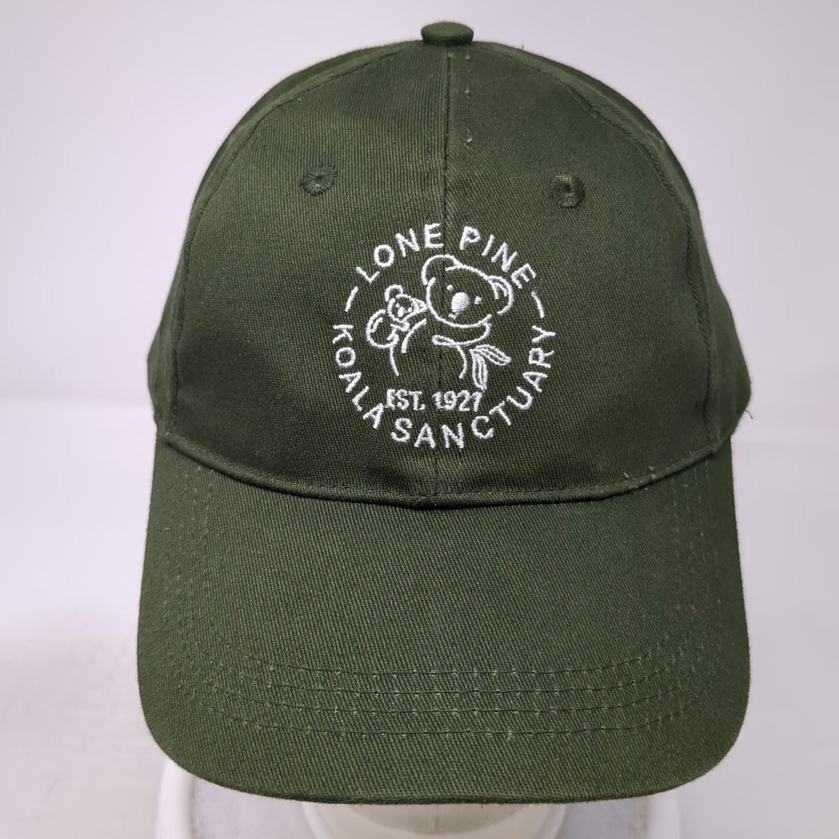 Green One Size Baseball Cap Lone Pine Koala Sanctuary Hat Adjustable Cotton Logo