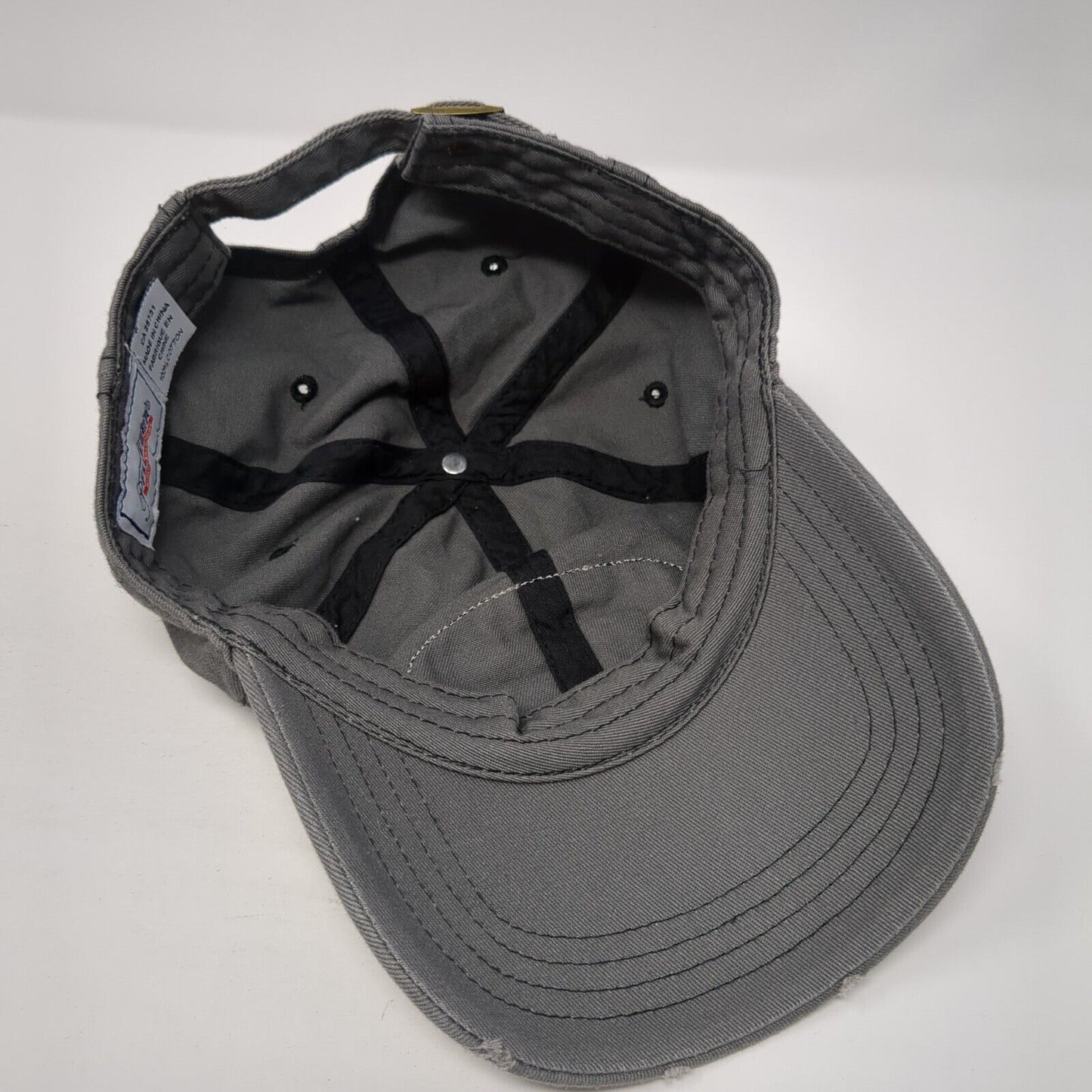 Pflueger Slideback Hat Gray One Size Adjustable Embroidered Distressed Cotton