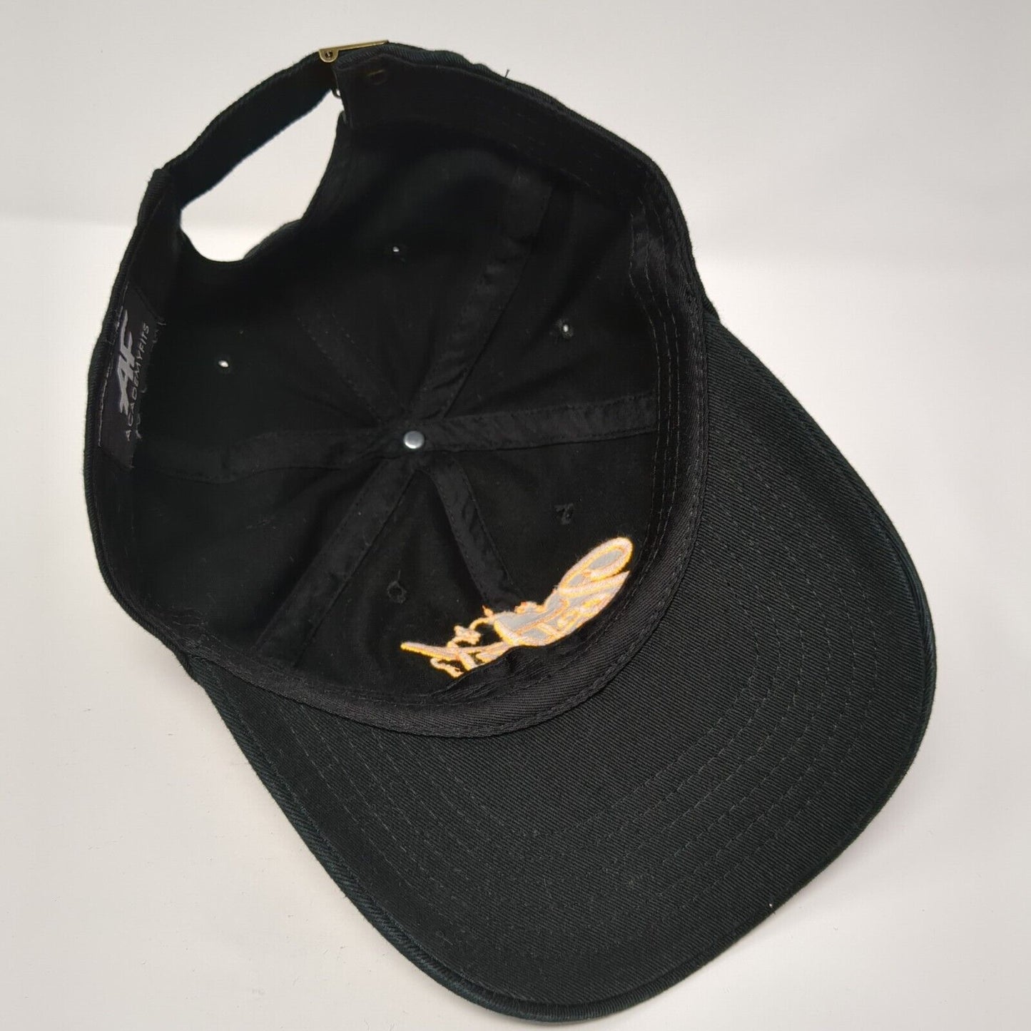 Academy Fits Slideback Hat Black One Size Adjustable Embroidered Art