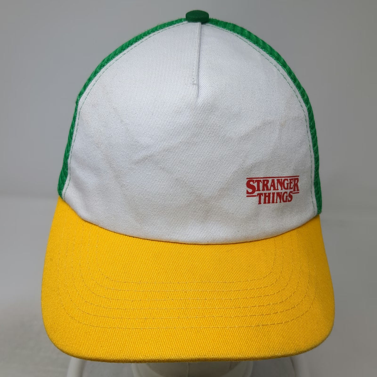 Netflix Stranger Things Trucker Hat White Green Yellow One Size Mesh Snapback