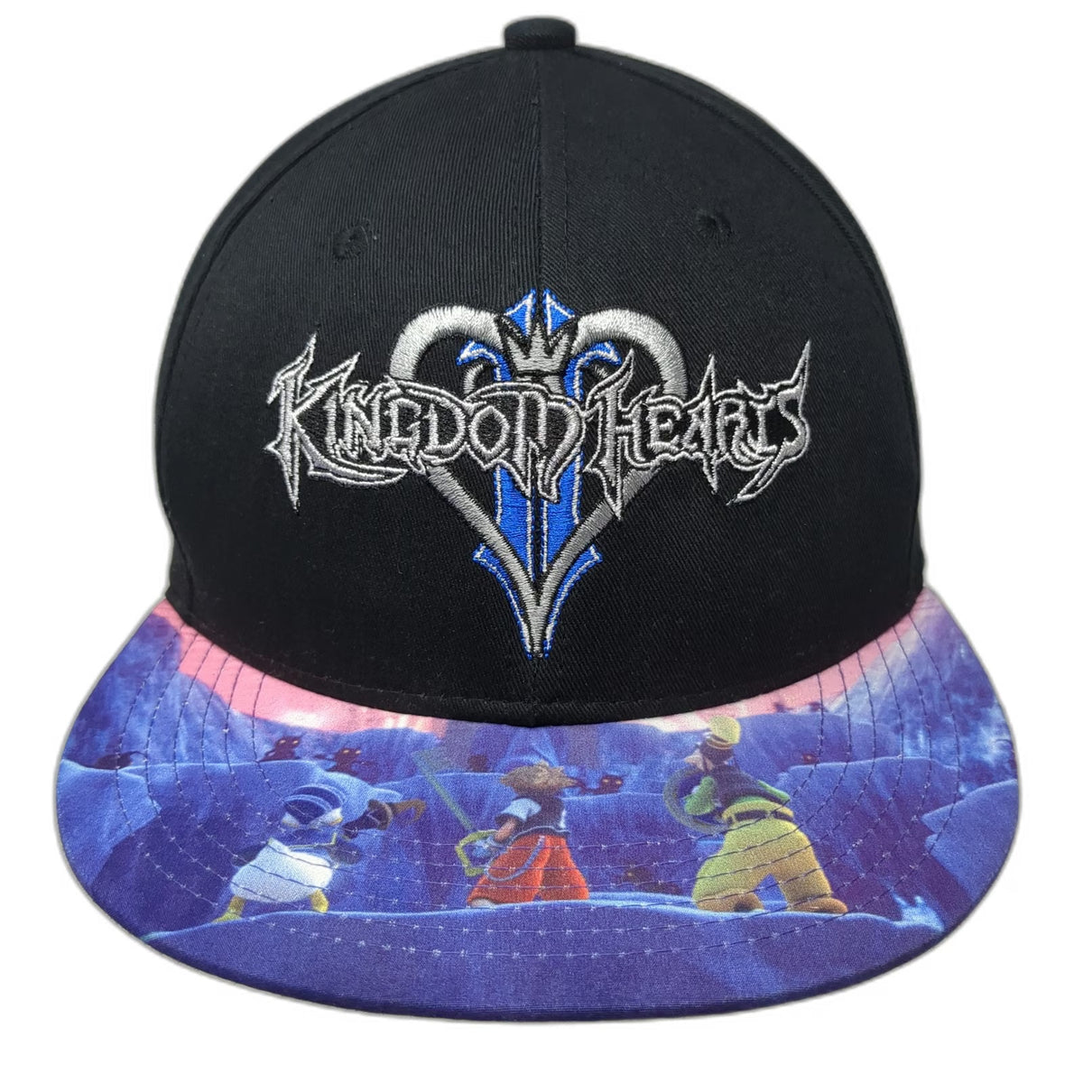 Disney Kingdom Hearts Snapback Black One Size Sora Donald Goofy Underbrim Hat