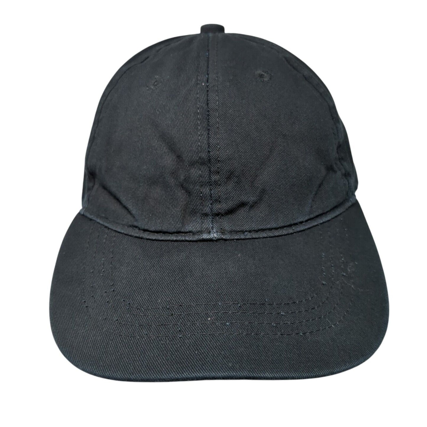 Unbranded Strapback Hat Black One Size Solid Adjustable Blank 6 Panel