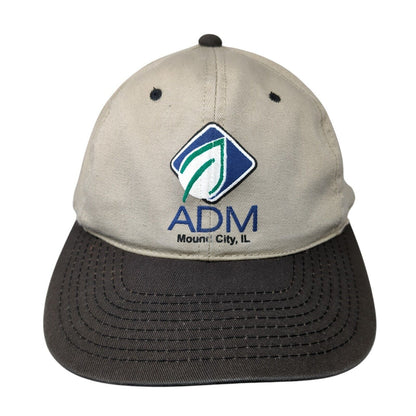 ADM Mound City IL Snapback Hat Tan One Size Adjustable Vented Holes OC