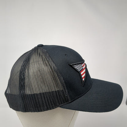 Fast Back Flag Snapback Trucker Hat Black One Size Mesh Back 6 Panel