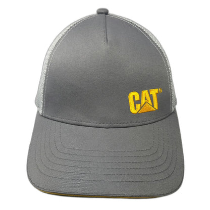 Caterpillar Trucker Hat Gray One Size CAT Logo Embroidered Mesh Back Snapback