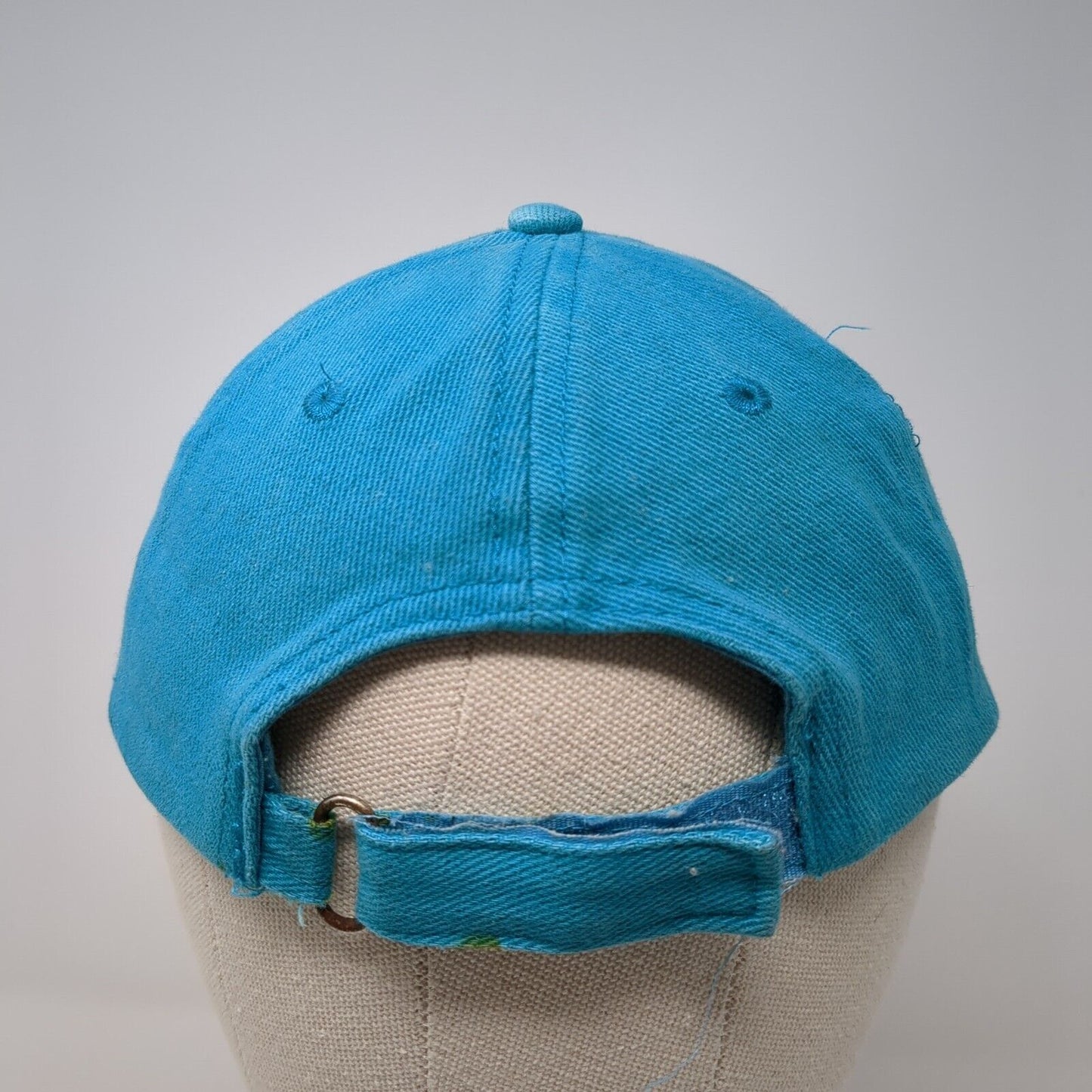 Lagoon Strapback Hat Blue One Size Adjustable Embroidered Vented Holes 6 Panel