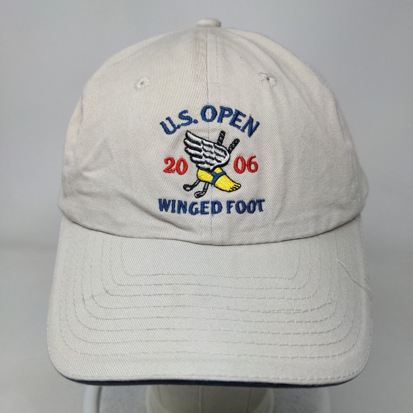 US Open 2006 Winged Foot Slideback Hat Tan One Size Embroidered USGA Member