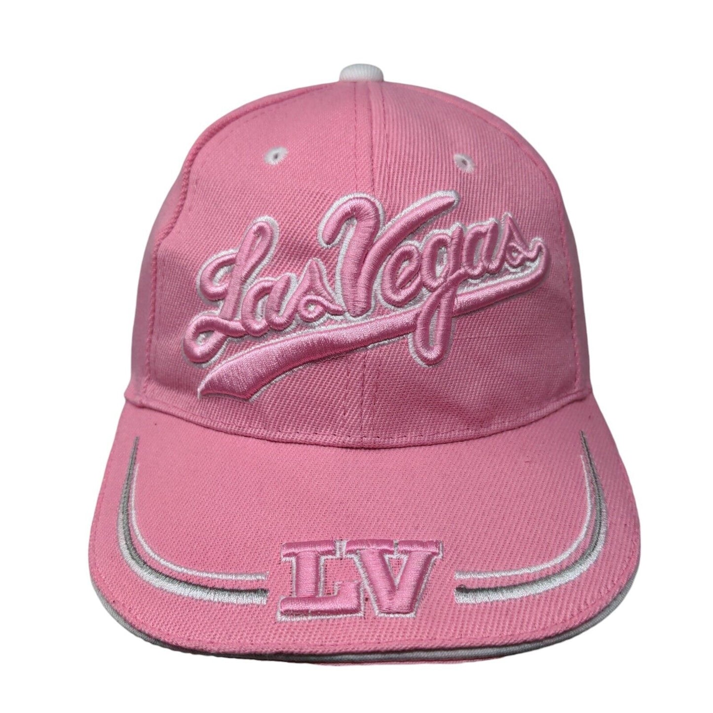 Las Vegas Strapback Hat Pink One Size Embroidered Vent Holes 6 Panel