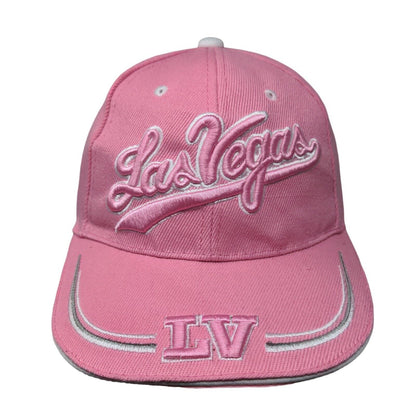 Las Vegas Strapback Hat Pink One Size Embroidered Vent Holes 6 Panel
