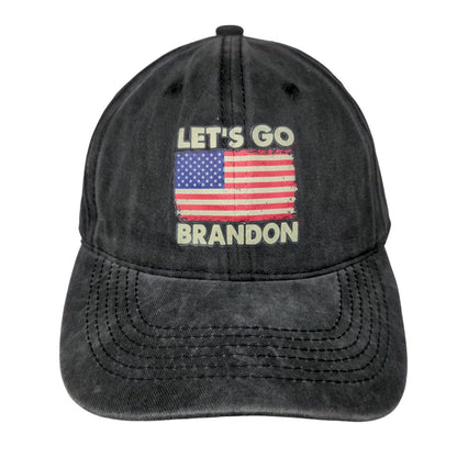 Let's Go Brandon Slideback Hat Gray One Size American Flag Patriotic Cotton