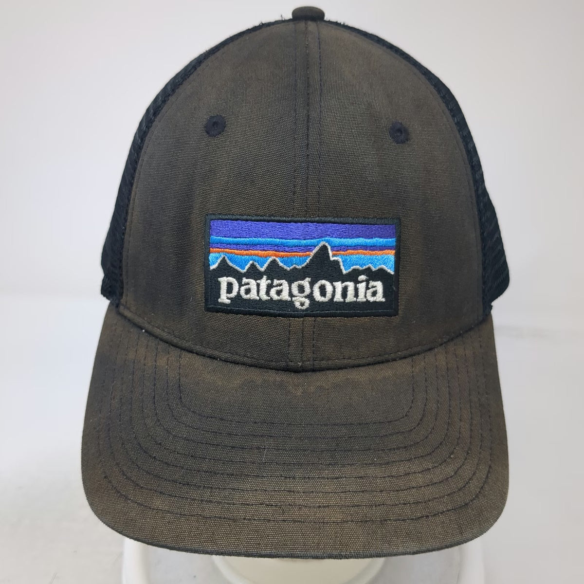 Patagonia Trucker Hat Black One Size Mesh Back P-6 Logo Snapback Recycled Brim