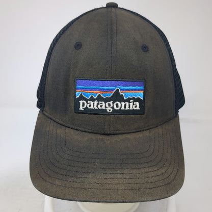 Patagonia Trucker Hat Black One Size Mesh Back P-6 Logo Snapback Recycled Brim