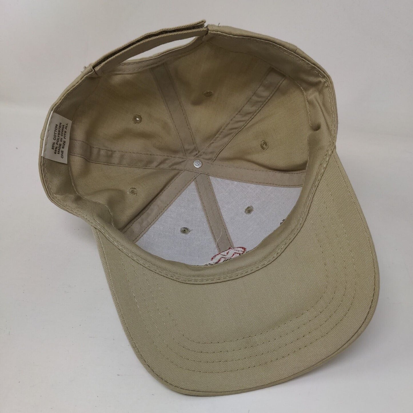 Maruyama Strapback Hat Tan OSFA Adjustable Embroidered Solid 6 Panel