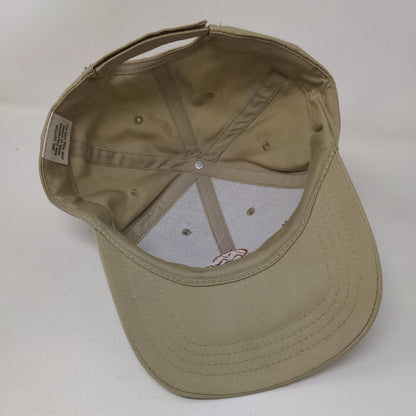 Maruyama Strapback Hat Tan OSFA Adjustable Embroidered Solid 6 Panel