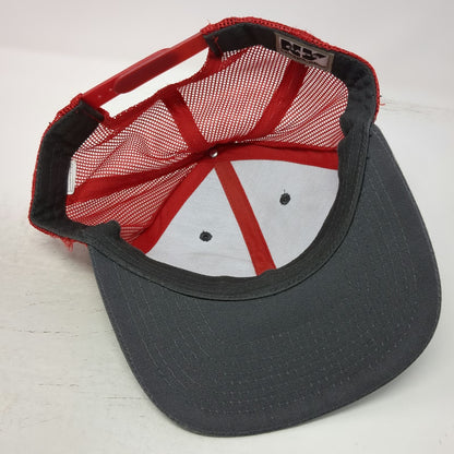 Nevada Caps Trucker Hat Gray Red OSFM Mesh Back Leather Patch Veterans Compass