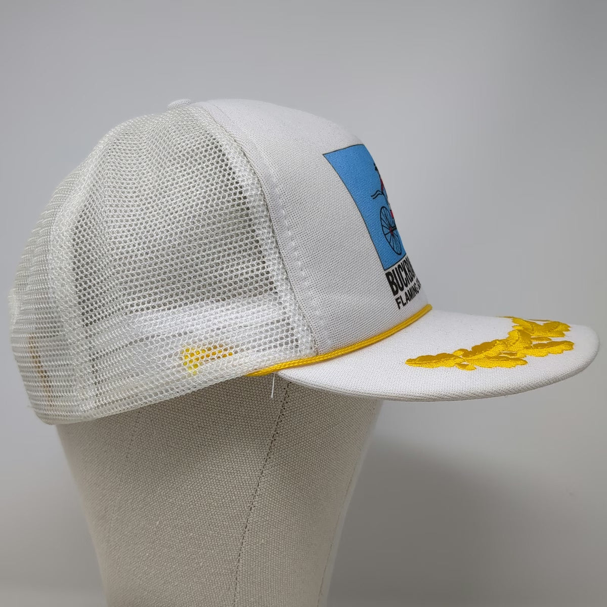 Buckboard Marina Flaming Gorge Wyoming Trucker Hat White One Size Scrambled Eggs