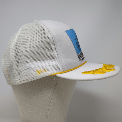 Buckboard Marina Flaming Gorge Wyoming Trucker Hat White One Size Scrambled Eggs