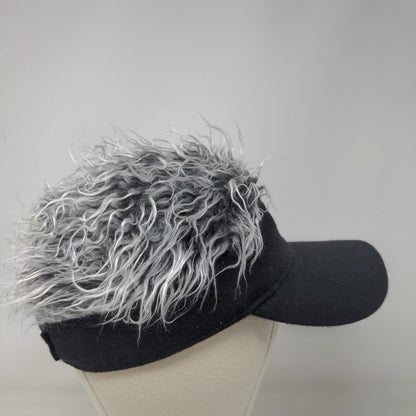 Unbranded Strapback Sun Visor Hat Black One Size Adjustable Hair Wig