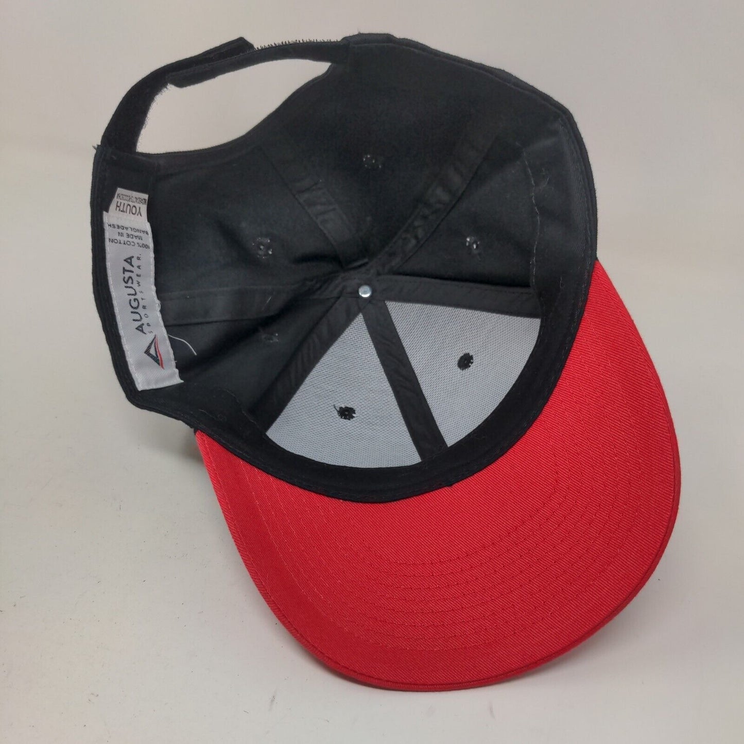 Augusta Sportswear Boy's Strapback Hat Black Red Blank 100% Cotton