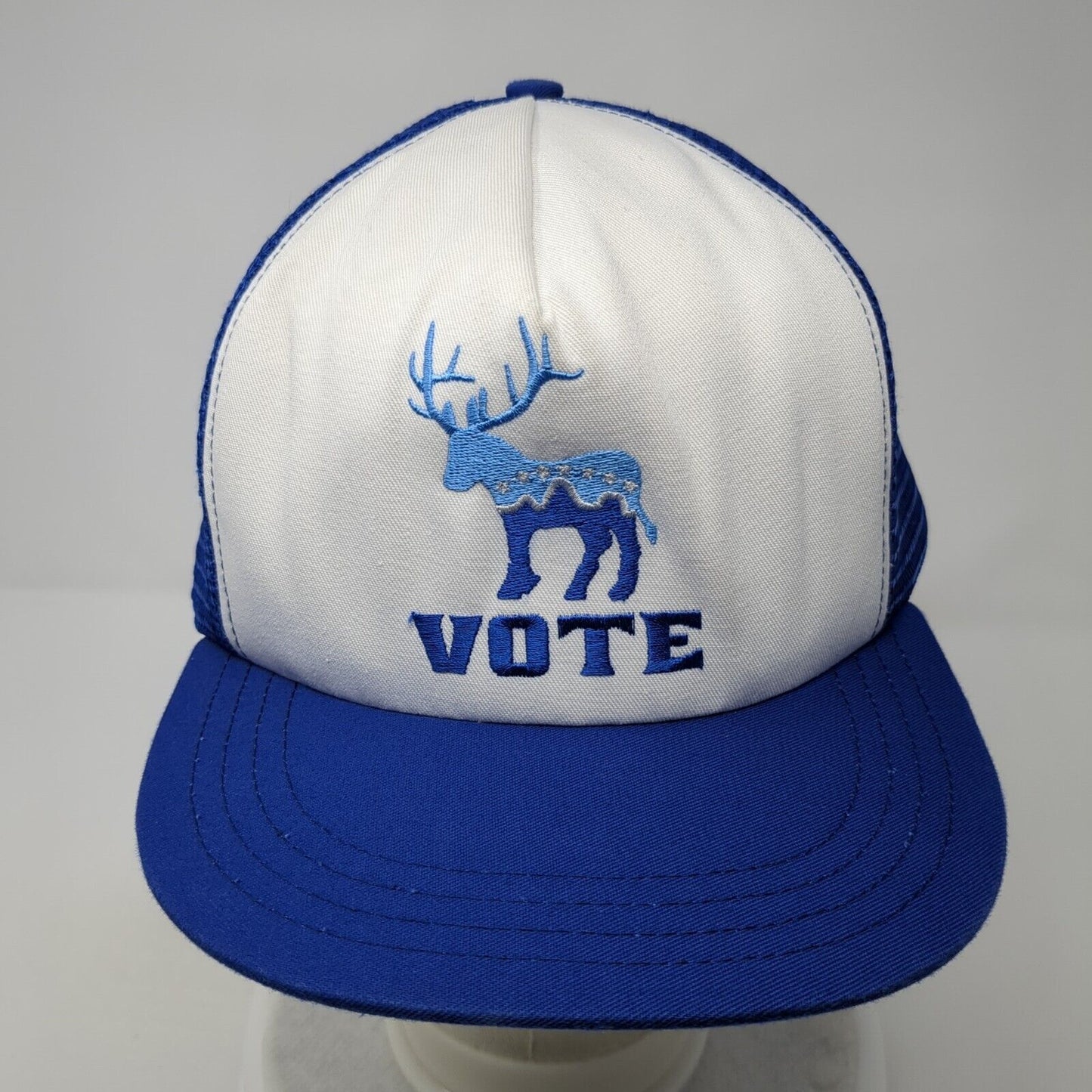 VOTE Elk Snapback Trucker Hat Blue One Size Adjustable Embroidered Mesh Back