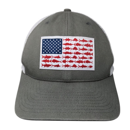 Columbia PFG Fish Flag Fitted Trucker Hat Gray L/XL Mesh Back Colorblock