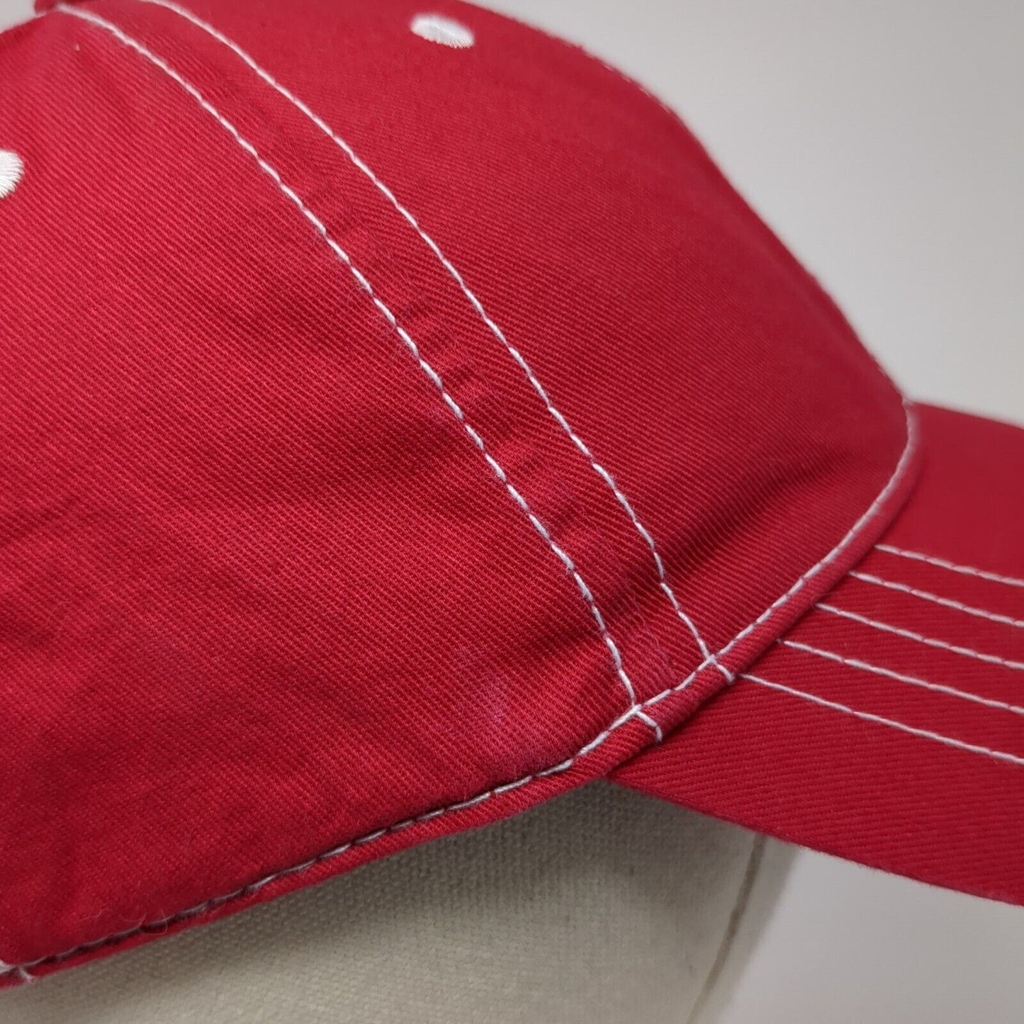Unbranded Strapback Hat Red One Size Adjustable Vented Holes 6 Panel Blank