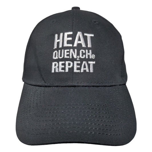 Hit Wear Men's Strapback Hat Black OSFM ECM USA Heat Quench Repeat Embroidered