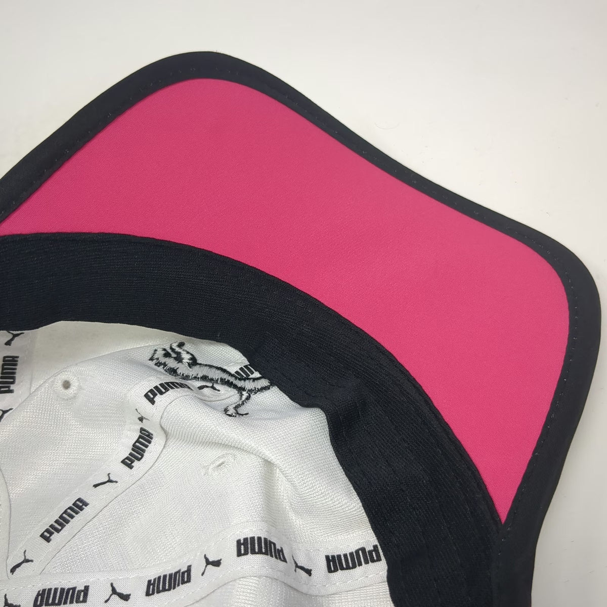 Puma Baseball Cap Gray Black Pink One Size Cat Logo Strapback Curved Brim Hat