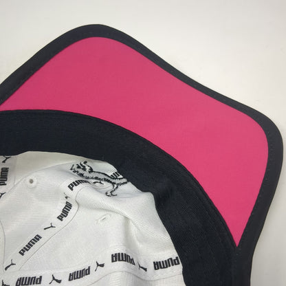 Puma Baseball Cap Gray Black Pink One Size Cat Logo Strapback Curved Brim Hat