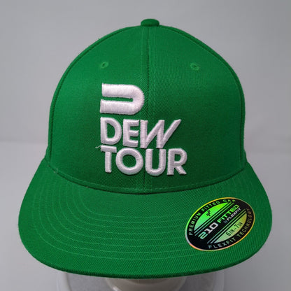 Dew Tour 210 Fitted Hat Green Size 6 7/8-7 1/4 Embroidered 6 Panel Flexfit