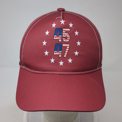45 47 American Flag Snapback Hat Red One Size Adjustable Vent Holes