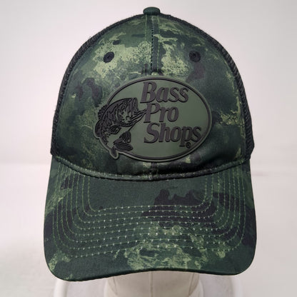 Bass Pro Shops Trucker Hat Green One Size Mesh Back Camo Rubberized Logo Patch