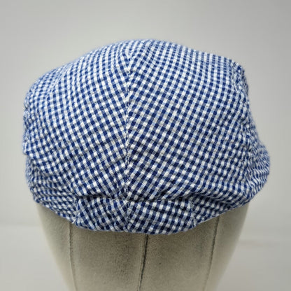 Newsboy Cap Blue One Size Fitted Gingham Checkered Pattern Driving Ivy Golf Hat
