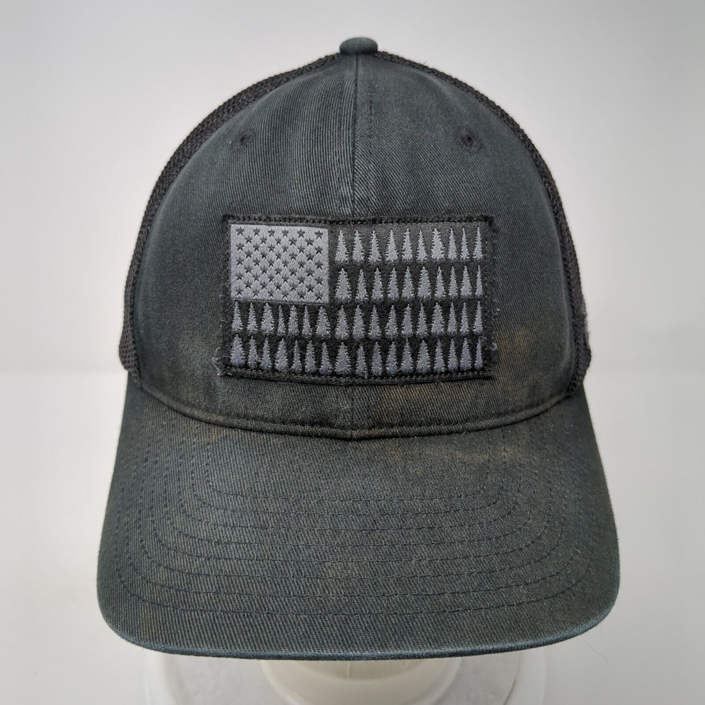 Pine Trees USA Flag Fitted Mesh Back Trucker Hat Black One Size Columbia